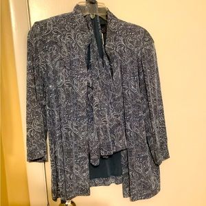 Womens blue blouse with paisley print size L petite with sequins